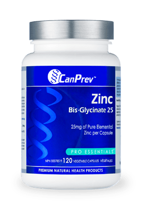 CanPrev Zinc Bis-Glycinate 25 - 120 veg capsules - YesWellness.com