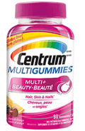 Centrum MultiGummies Multi+Beauty. Beauté Tasty Cherry, Berry and Orange Flavor 90 Gummies - YesWellness.com