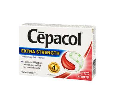 Expires May 2024 Clearance Cepacol Extra Strength Sucrose Free Cherry Lozenges 16 Count - YesWellness.com