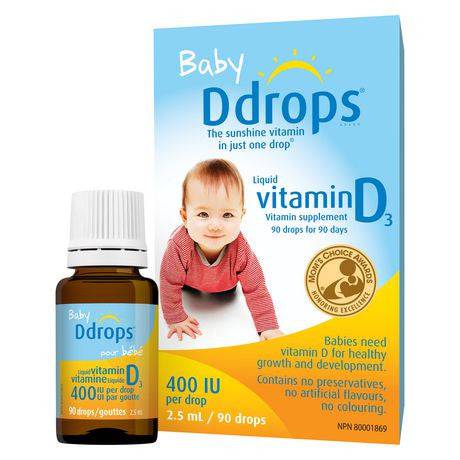 Ddrops Baby Liquid Vitamin D3 400 IU 90 Drops 2.5mL - YesWellness.com