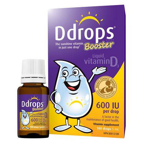 Ddrops Booster Liquid Vitamin D3 600 IU 180 Drops 5mL - YesWellness.com
