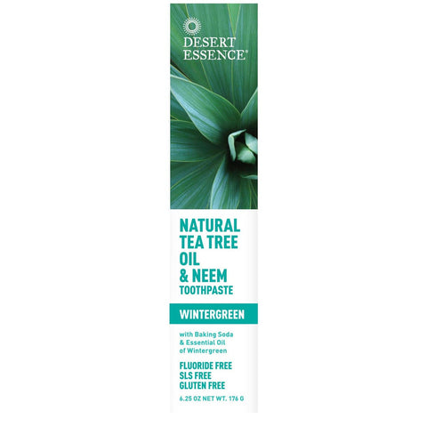 Desert Essence Tea Tree Oil & Neem Toothpaste Wintergreen 176g - YesWellness.com