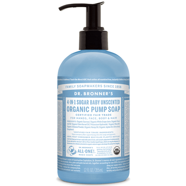 Dr. Bronner's 4-in-1 Sugar Baby Unscented Organic Pump Soap - YesWellness.com