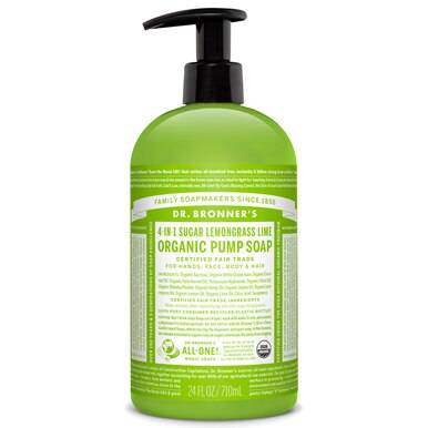 Dr. Bronner's 4-in-1 Sugar Lemongrass Lime Organic Pump Soap - YesWellness.com