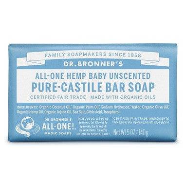 Dr. Bronner's Pure-Castile Bar Soap Baby Unscented 140 g - YesWellness.com