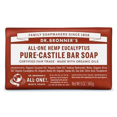 Dr. Bronner's Pure-Castile Bar Soap Eucalyptus 140g - YesWellness.com