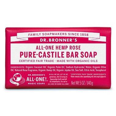 Dr. Bronner's Pure-Castile Bar Soap Rose 140g - YesWellness.com