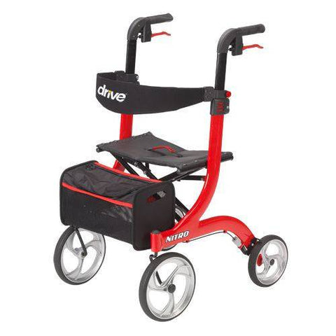 Drive Medical Nitro Rollator 10" Casters Red - YesWellness.com