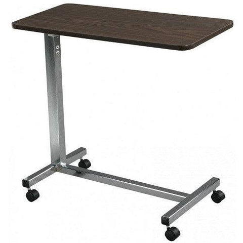 Drive Medical Non Tilt Top Overbed Table with Walnut Top - YesWellness.com