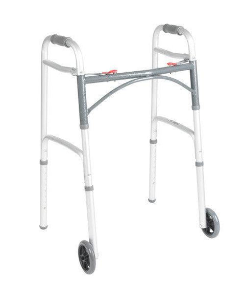Drive Medical PreserveTech Deluxe Folding Walker Two Button With 5" Wheels - YesWellness.com