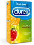 Durex Tropical Flavours and Colours Lubricated Latex Condoms 12 Count - YesWellness.com