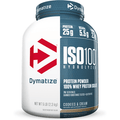 Expires January 2026 Clearance Dymatize Nutrition ISO 100 Hydrolyzed Whey Protein Isolate Cookies and Cream 5 lbs
