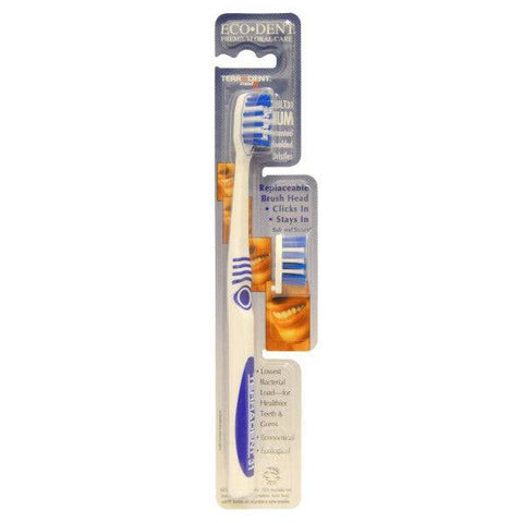 Eco-DenT Adult Toothbrush with One Replacement Head Medium 1 kit - YesWellness.com