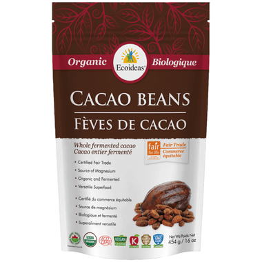 Ecoideas Organic Cacao Beans - Whole Fermented Cacao - YesWellness.com