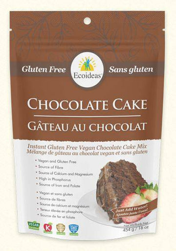 Expires July 2024 Clearance Ecoideas Organic Chocolate Cake - Instant Gluten Free Vegan Mix 454g - YesWellness.com