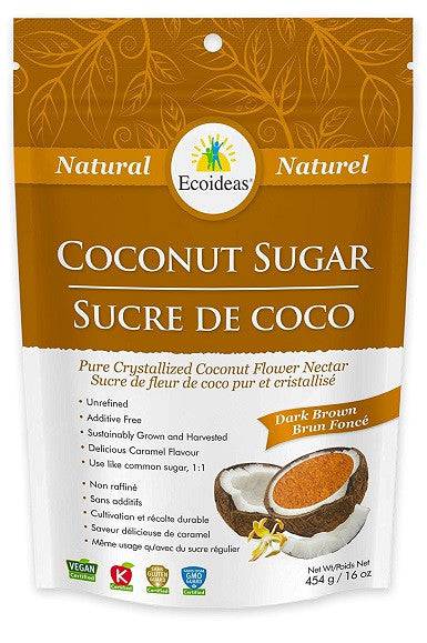 Ecoideas Organic Coconut Sugar Dark Brown 454g - YesWellness.com