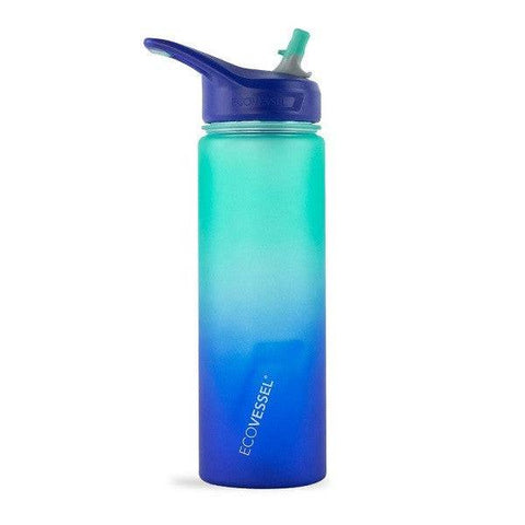 EcoVessel The Wave Water Bottle with Straw - Galactic Ocean 710mL - YesWellness.com
