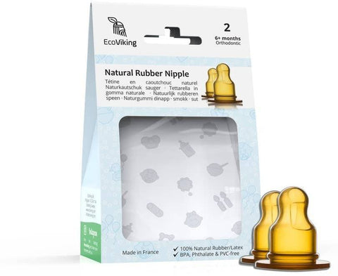 EcoViking Natural Rubber Nipple - Standard Neck Orthodontic (2-Pack) - YesWellness.com