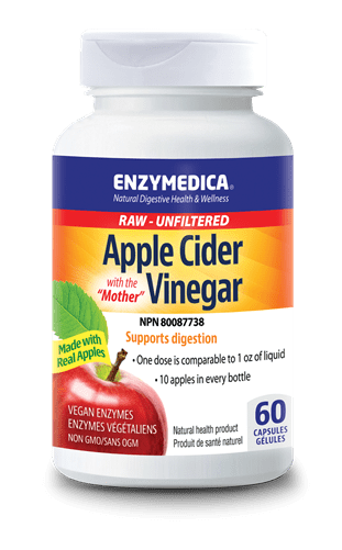 Enzymedica Raw Apple Cider Vinegar with the "Mother" 60 Capsules - YesWellness.com