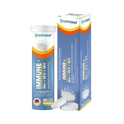 Expires February 2024 Clearance Nutrazul Immune Plus Zinc, Vitamin C and Vitamin E Passionfruit Flavour- 20 Effervescent Tablets