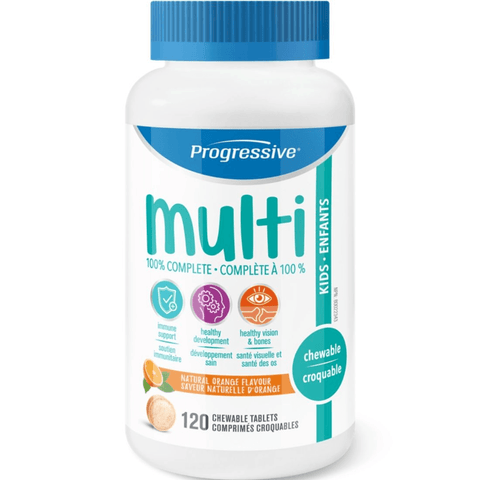 Expires March 2024 Clearance Progressive Chewable MultiVitamins for Kids Natural Orange Flavour 120 Chewable Tablets - YesWellness.com