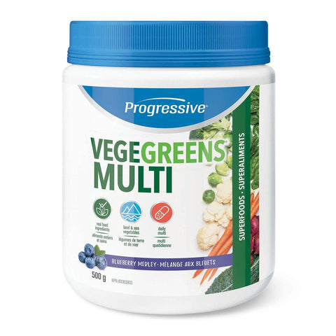 Expires March 2024 Clearance Progressive VegeGreens Multi 500 Grams Blueberry Medley - YesWellness.com