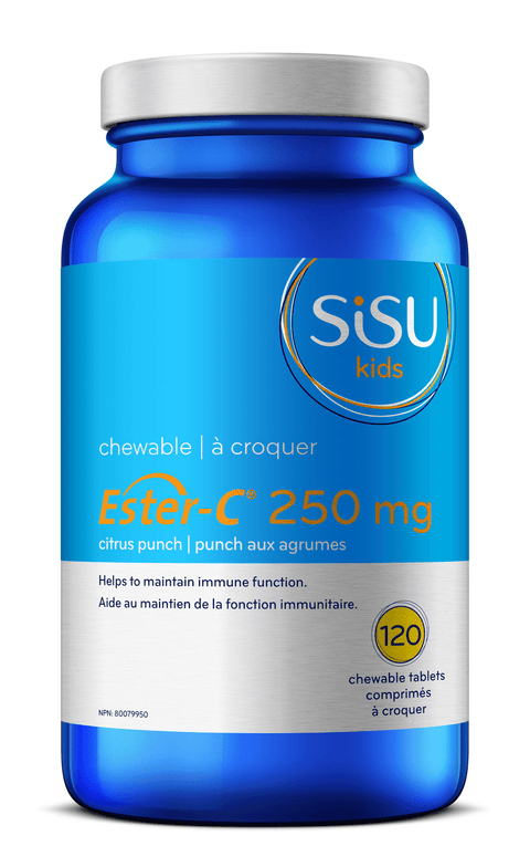 Expires March 2024 Clearance Sisu Kids Chewable Ester-C 250mg 120 Chewable Tablets - Orange Flavour - YesWellness.com