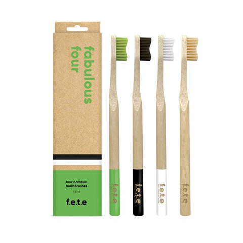 f.e.t.e Fabulous Four Bamboo Toothbrushes Firm 4pk - YesWellness.com