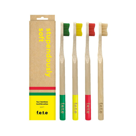 f.e.t.e Stupendously Soft Four Bamboo Toothbrushes 4pk - YesWellness.com