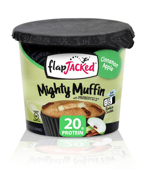 Expires January 2026 Clearance FlapJacked Mighty Muffins Mix with Probiotics Gluten-Free 55g Cinnamon Apple