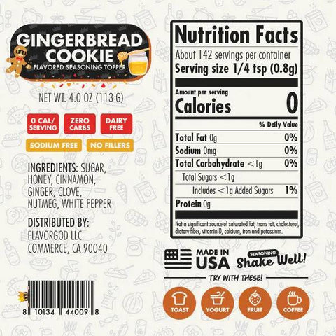 Flavorgod Gingerbread Cookie Seasoning 113g - YesWellness.com