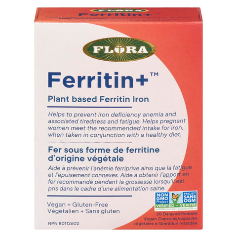 Flora Health Ferritin+ Plant Based Ferritin Iron 30 Vegan Capsules