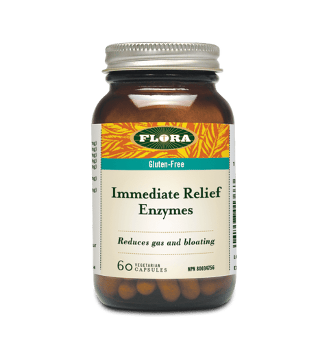 Expires June 2024 Clearance Flora Health Gluten-Free Immediate Relief Enzymes 120 Vegetarian Capsules - YesWellness.com