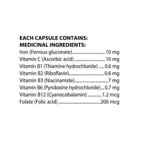 Flora Health Iron+ with B-Vitamin Complex 60 Vegan Capsules - YesWellness.com