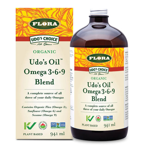 Expires March 2024 Clearance Flora Health Udo's Choice Organic Udo's Oil Omega 3+6+9 Blend 941ml
