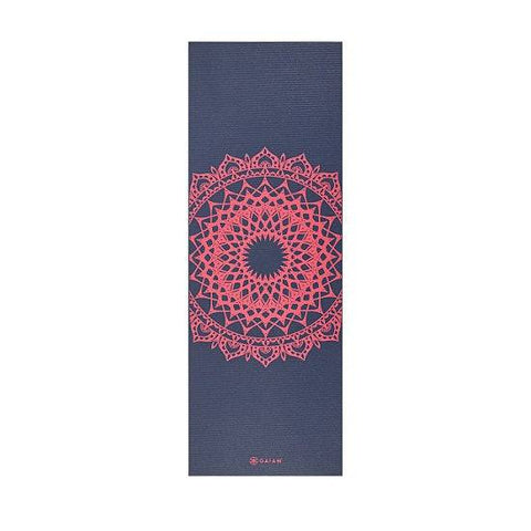 Gaiam Navy Fleur Marrakesh Yoga Mat 4mm - YesWellness.com