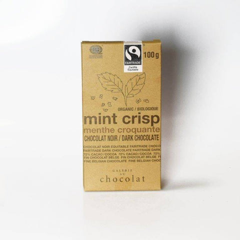 Galerie au Chocolat Organic Mint Crisp Dark Chocolate Bar 100g - YesWellness.com