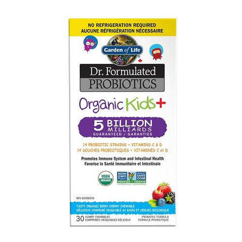 Garden of Life Dr. Formulated Probiotics Organic Kids 5 Billion Berry Cherry 30 Chewables - YesWellness.com