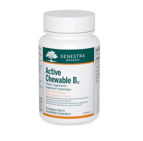 Expires June 2026 Clearance Genestra Active Chewable B12 - Natural Cherry Flavour 60 Chewable Tablets