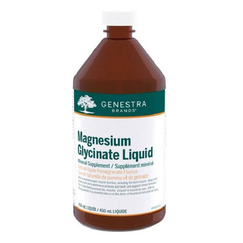 Expires May 2024 Clearance Genestra Magnesium Glycinate Liquid Natural Apple-Pomegranate Flavour 450 ml - YesWellness.com