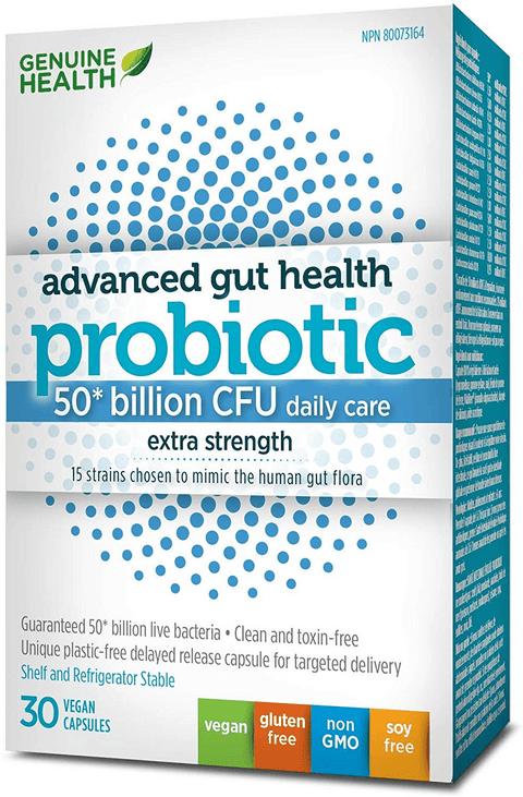 Genuine Health Advanced Gut Health Probiotic 50 Billion CFU - Extra Strength - YesWellness.com