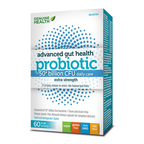 Genuine Health Advanced Gut Health Probiotic 50 Billion CFU - Extra Strength - YesWellness.com