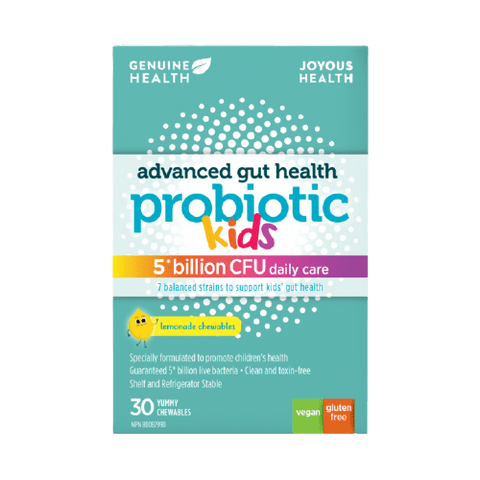 Genuine Health Advanced Gut Health Probiotic Kids 5 Billion CFU 30 Lemonade Chewables - YesWellness.com