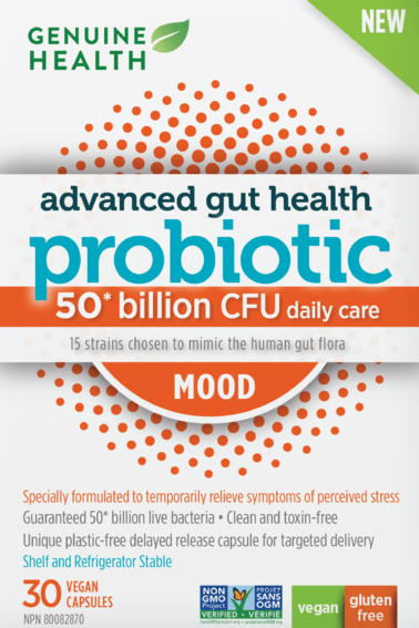 Genuine Health Advanced Gut Health Probiotic Mood 50 Billion CFU 30 Vegan Capsules - YesWellness.com