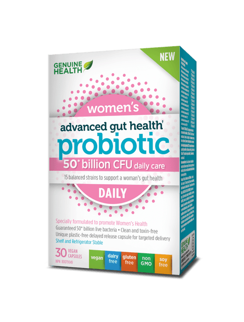 Genuine Health Advanced Gut Health Probiotic Women's Daily 50 Billion CFU 30 Vegan Capsules - YesWellness.com