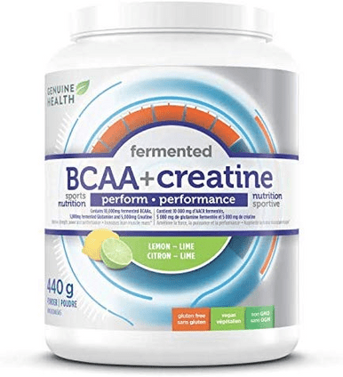Genuine Health Fermented BCAA+ Creatine Powder Lemon-Lime 440g - YesWellness.com