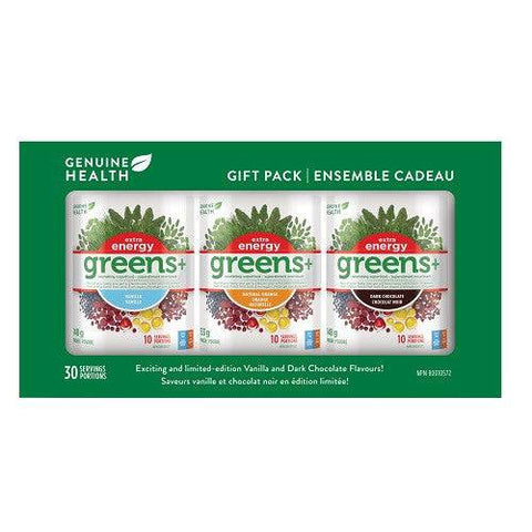 Genuine Health Greens Extra Energy Holiday Pack 30 Servings - Pack of 3 - YesWellness.com