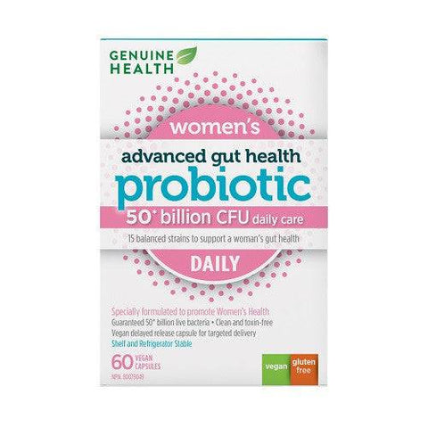 Genuine Health Women's Advanced Gut Health Probiotic 50 Billion CFU 60 Capsules - YesWellness.com