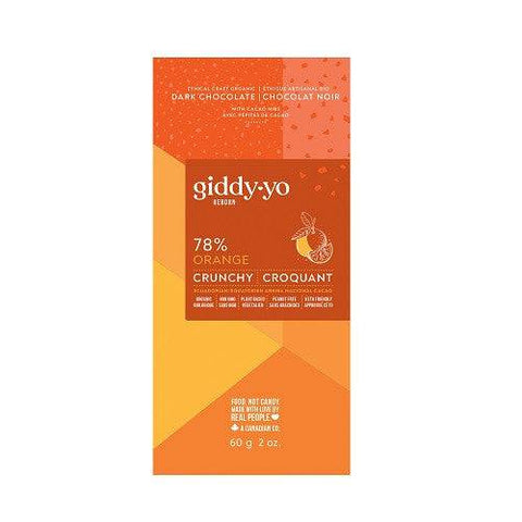 Giddy Yo Reborn 78% Orange Crunchy Ecuadorian Dark Chocolate - YesWellness.com