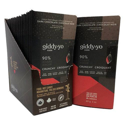 Giddy Yo Reborn 90% XDark Crunchy Ecuadorian Dark Chocolate - Case of 20 Bars - YesWellness.com